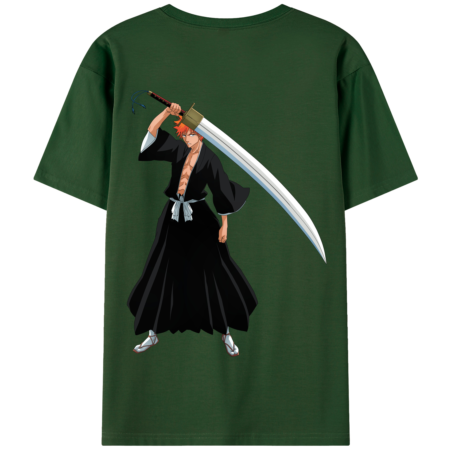 （画像用） ブリーチ 黒崎一護（くろさき いちご）BLEACH Kurosaki Ichigo 綿100％半袖Tシャツ（背面プリント）